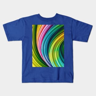 Green, Blue, Pink and Orange Colorful Abstract Art Strands Kids T-Shirt